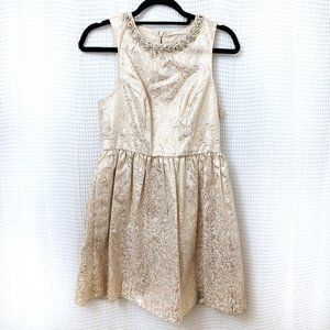 Cream and Gold Beaded Party Dress - SIZE 6